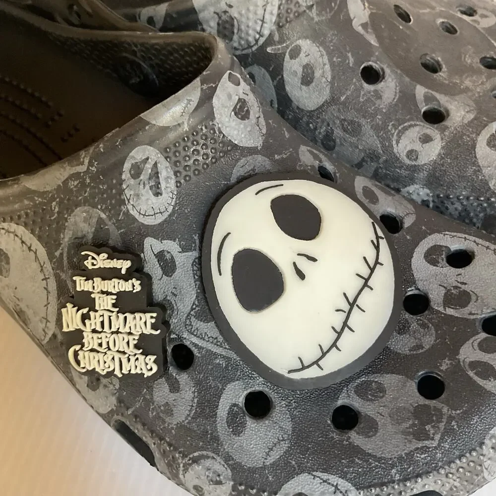 Crocs Disney Nightmare Before Christmas Jack Skellington Clogs M6 W8 Black Rare